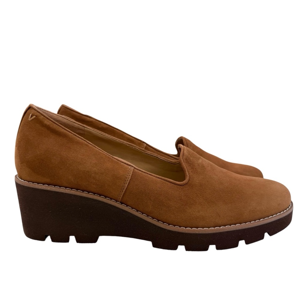 Vionic Willa Suede Leather Slip-On Wedge Loafers Tan Brown Size 11 - Picture 3 of 16
